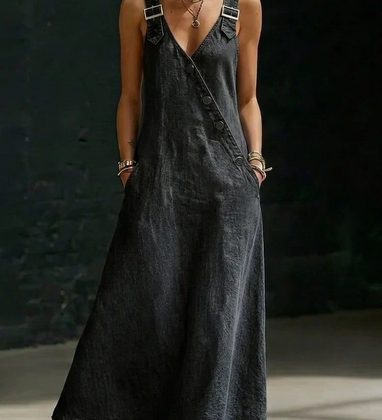 Lalie | Robe longue en denim boutonnée