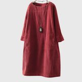 Grace | Robe Midi en Velours Côtelé Détendue