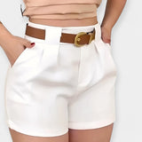 Shorts Plissés Taille Haute