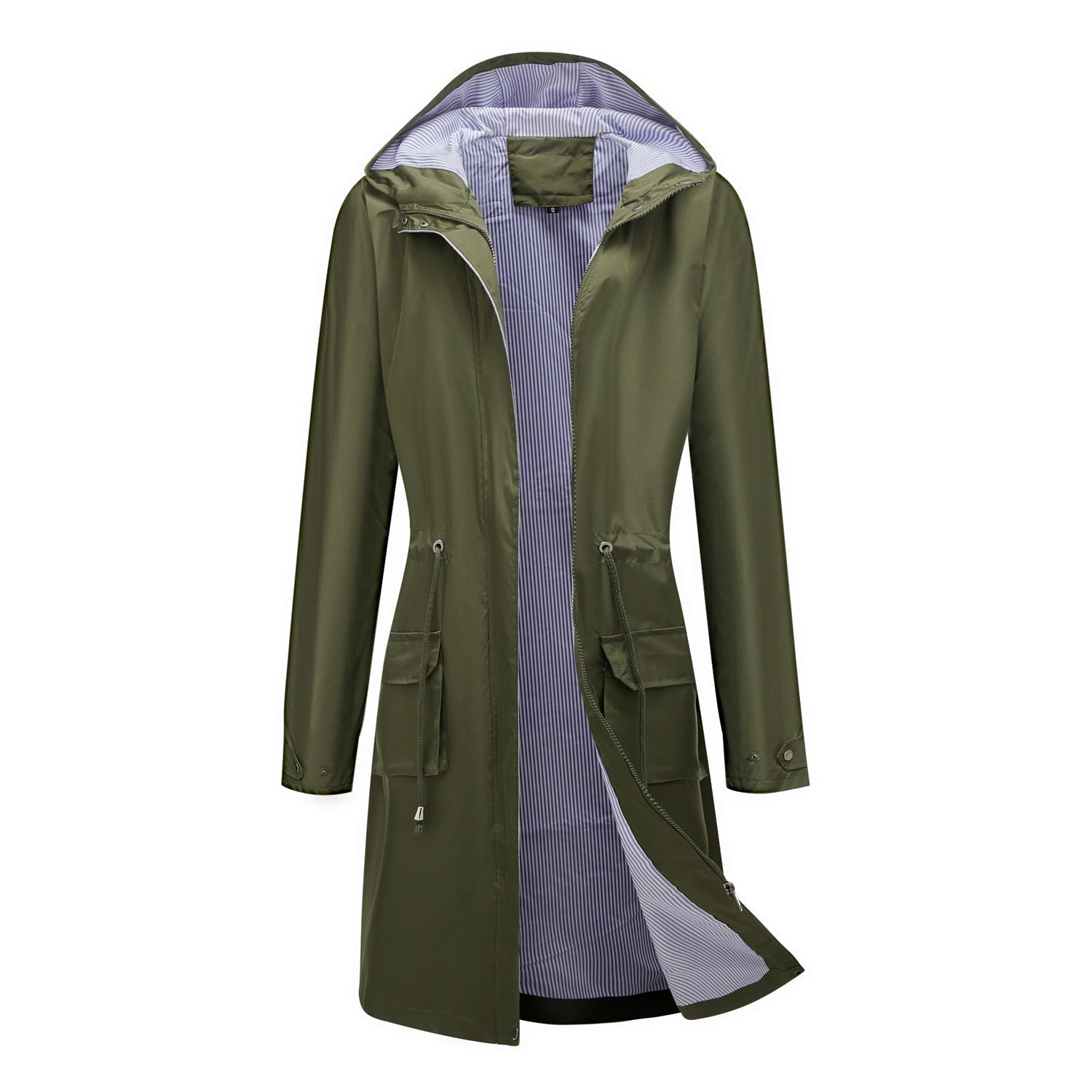 Herminia | Imperméable pour femme avec capuche et cordon ajustable à la taille