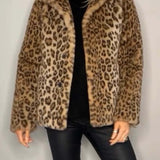 Honorine - Manteau classique d'hiver pour femme avec imprimé léopard