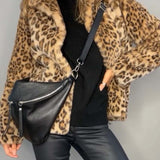 Honorine - Manteau classique d'hiver pour femme avec imprimé léopard