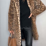 Honorine - Manteau classique d'hiver pour femme avec imprimé léopard