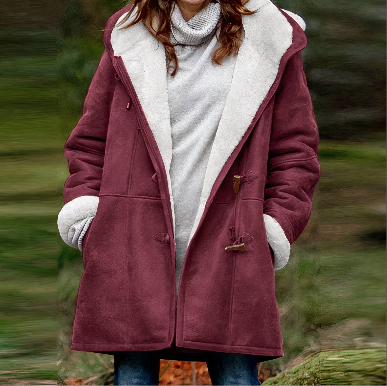 Solène - Manteau long en velours à manches longues