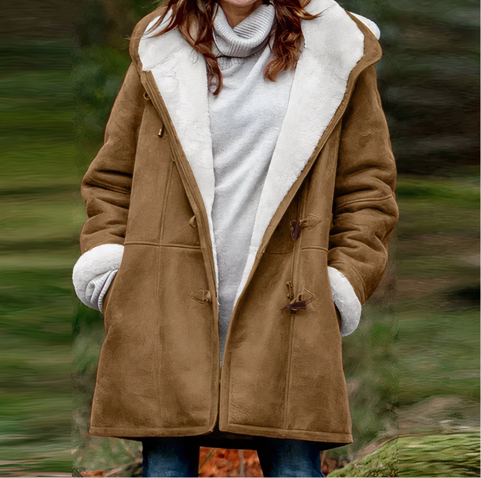 Solène - Manteau long en velours à manches longues