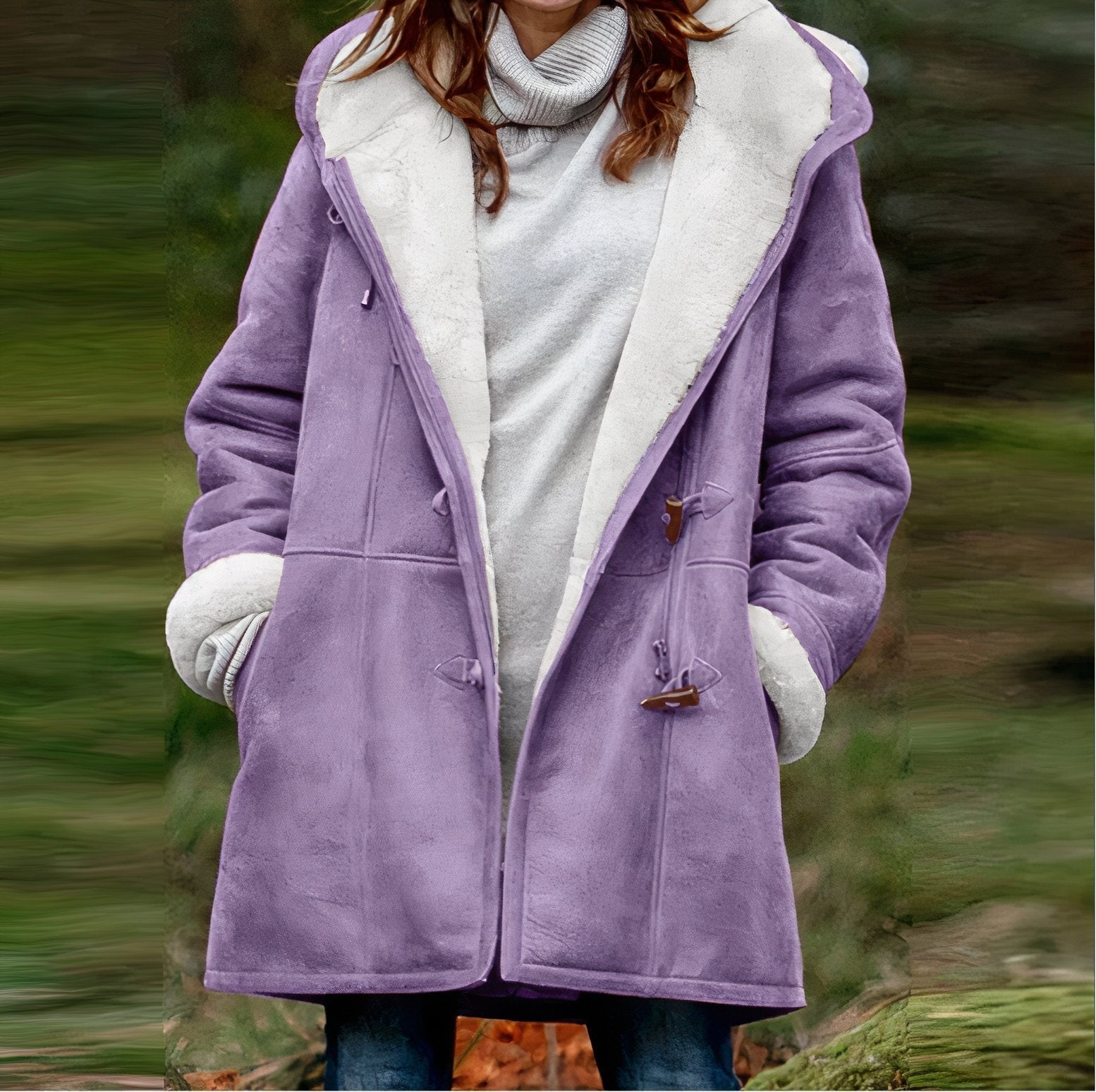 Solène - Manteau long en velours à manches longues