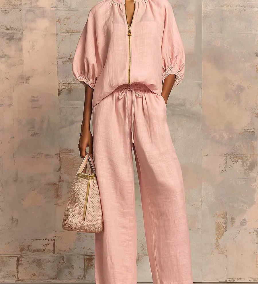 Alba | Ensemble de deux pièces: Chemise décontractée et pantalon large