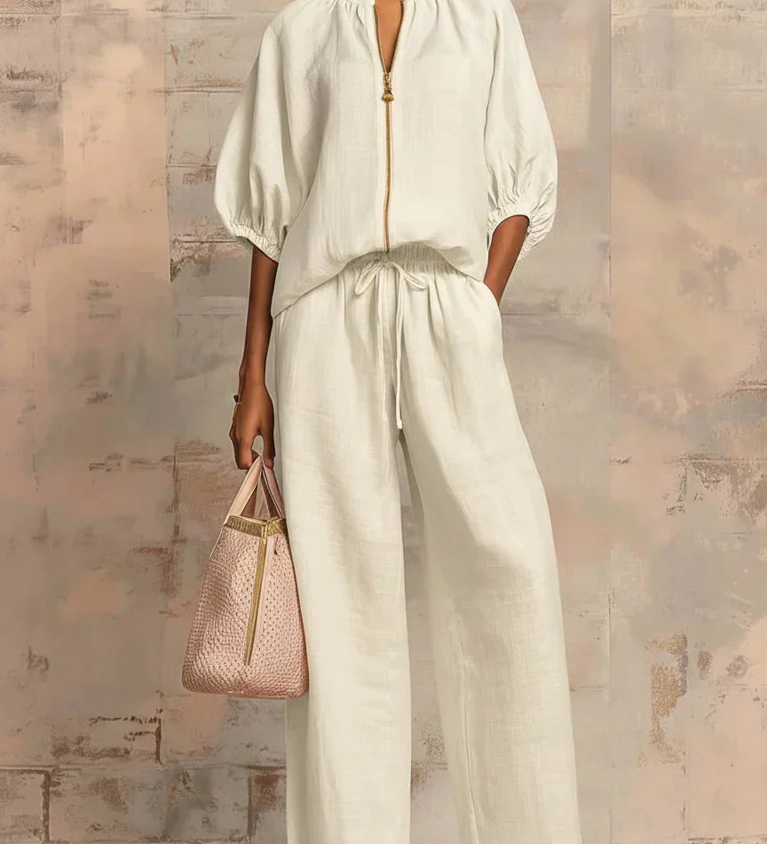 Alba | Ensemble de deux pièces: Chemise décontractée et pantalon large
