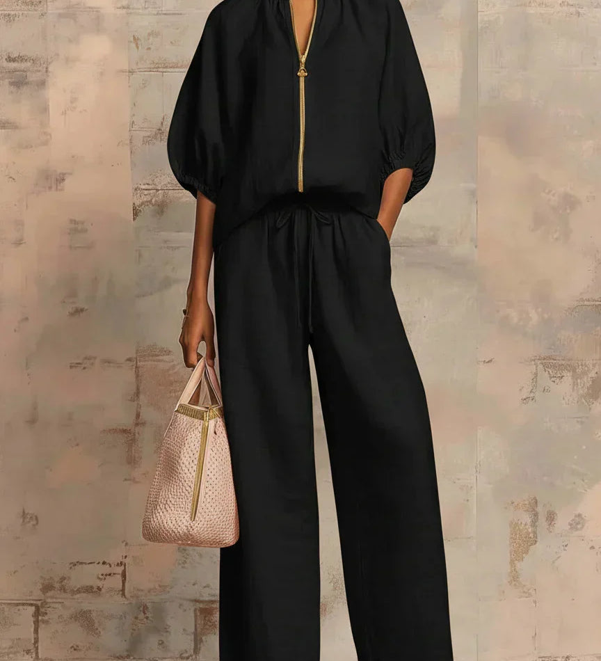 Alba | Ensemble de deux pièces: Chemise décontractée et pantalon large