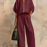 Alba | Ensemble de deux pièces: Chemise décontractée et pantalon large