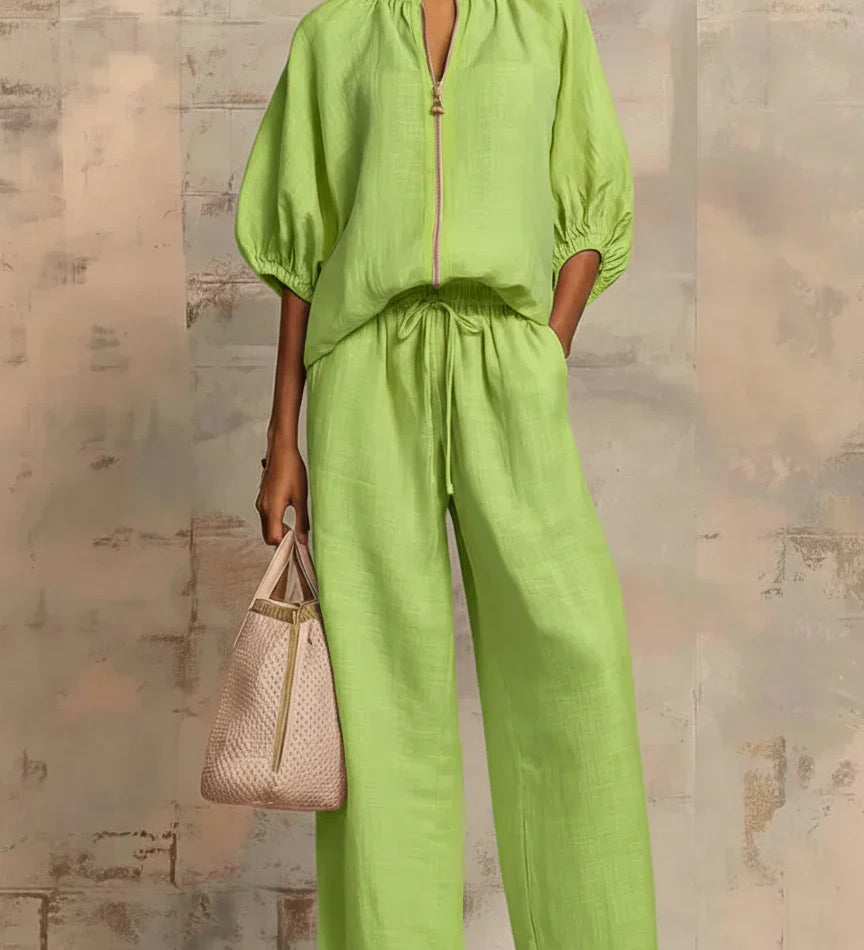 Alba | Ensemble de deux pièces: Chemise décontractée et pantalon large