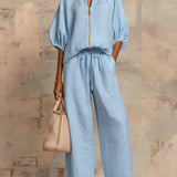 Alba | Ensemble de deux pièces: Chemise décontractée et pantalon large