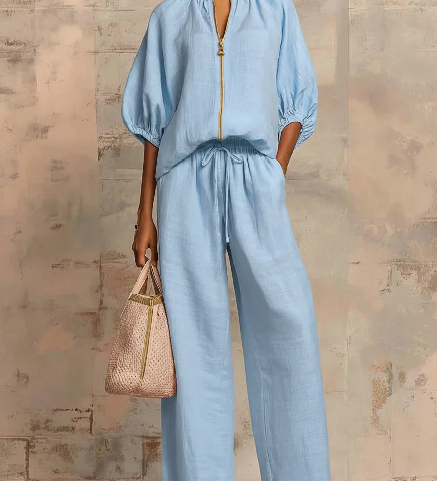 Alba | Ensemble de deux pièces: Chemise décontractée et pantalon large