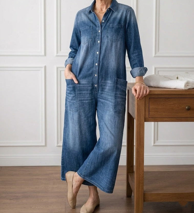 Anaïs | Combinaison en denim vintage à boutons