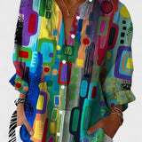 Léa | Blouse Élégante à Motif Géométrique
